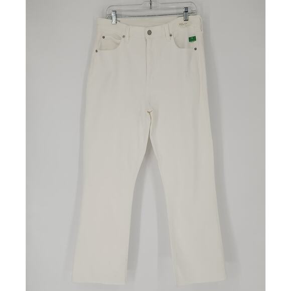 GAP Kick Fit High Rise Raw Hem Jeans Optic White 32 Tall (14T) - Picture 11 of 12